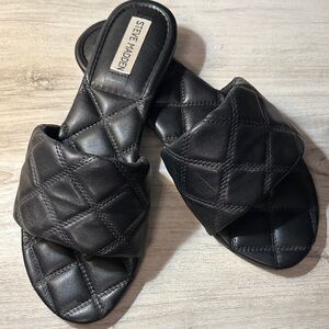 Steve Madden Quilted Black Slide Sandals